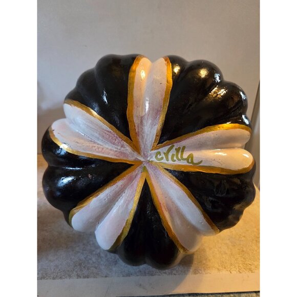 Stacked Black & White Check Pumpkin Decor Fall Thanksgiving 14" Upcycled - Picture 8 of 10